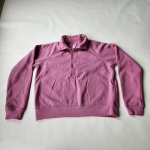 90 Degree Womens Lux Fleece Sweater Pink Half Zip Warm XS Athletic Pullover